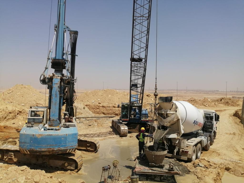 Construction of the foundations for the power supply towers